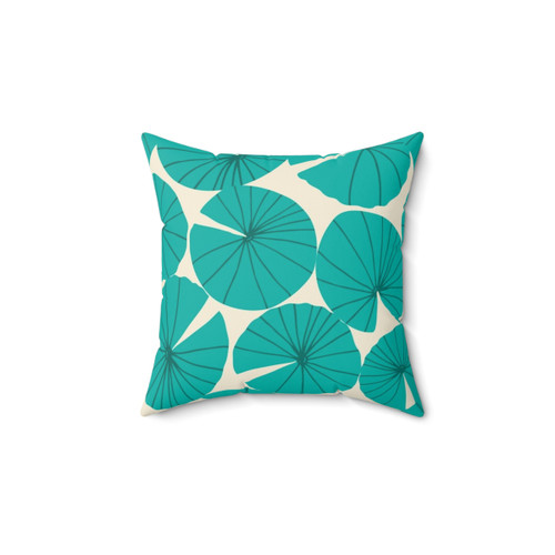 Teal Waterlily Leaves Decorative Pillow