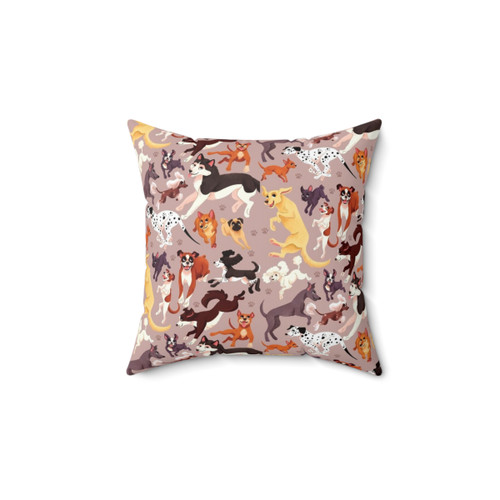 Cute Dog Breed Pattern Illustration Pillow