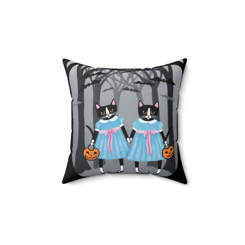 Spooky Halloween Twin Cats Pillow