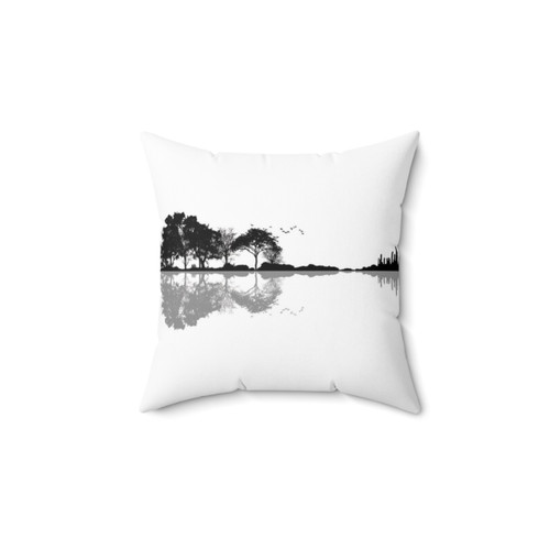 Nature Guitar Pillow with Artistic Landscape Design