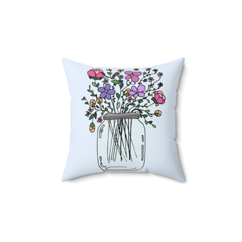 Floral Mason Jar Throw Pillow