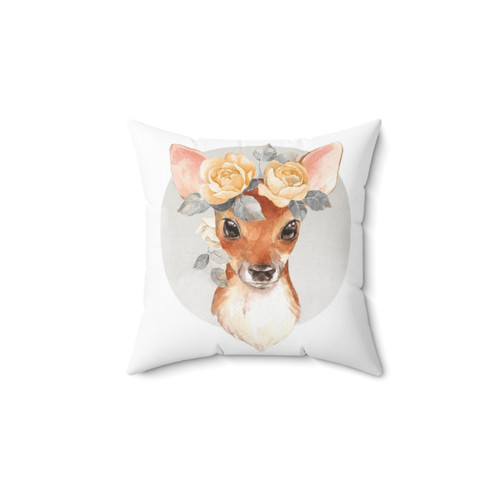 Floral Fawn Decorative Throw Pillow