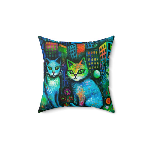 Whimsical Cats by Moonlight Decorative Pillow