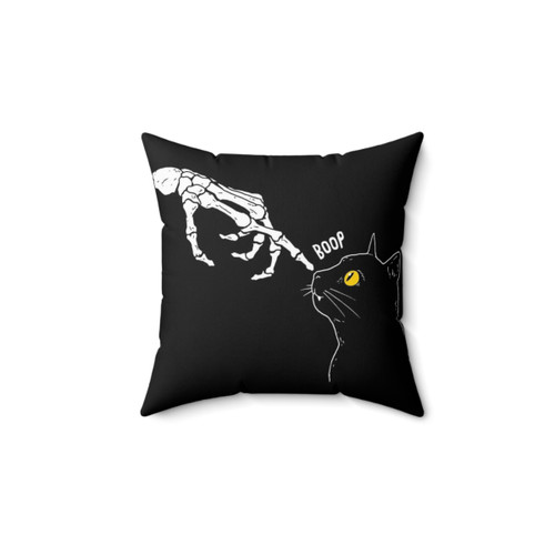 Spooky cat skeleton pillow