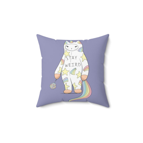 Cute Unicorn Cat Pillow with Stay Weird Text