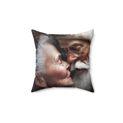 Mr. and Mrs. Santa Kissing Christmas Pillow