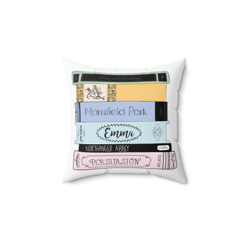 Jane Austen Inspired Book Stack Decorative Pillow