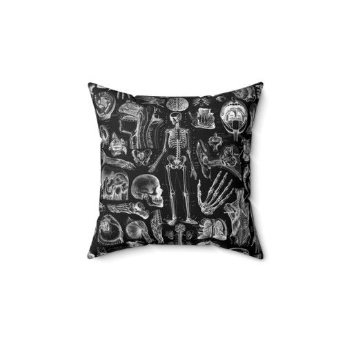 Anatomical Black Pillow with Skeleton Print