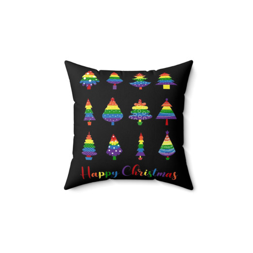 LGBTQ Christmas Pillow with Festive Pride Design