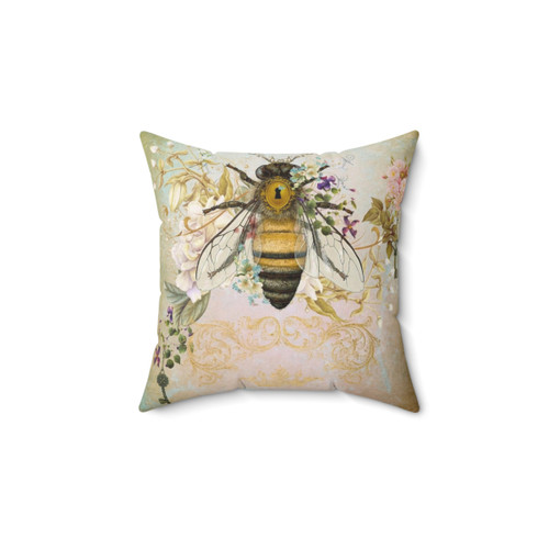 Vintage-style honey bee decorative accent pillow
