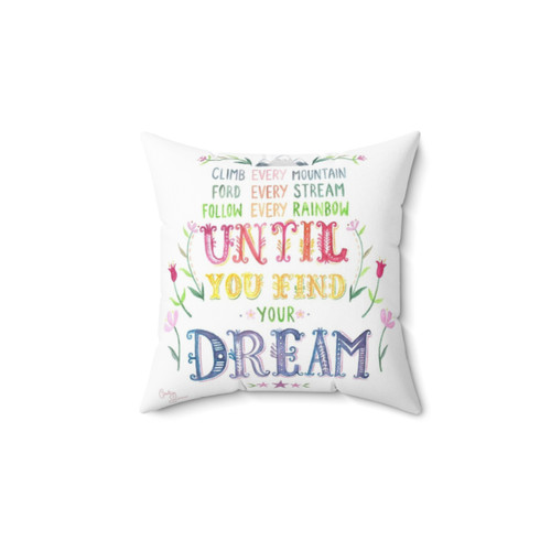 Inspirational Sound of Music Pillow with Lyrics and Floral Watercolor Design