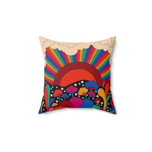 70s Retro Psychedelic Landscape Pillow
