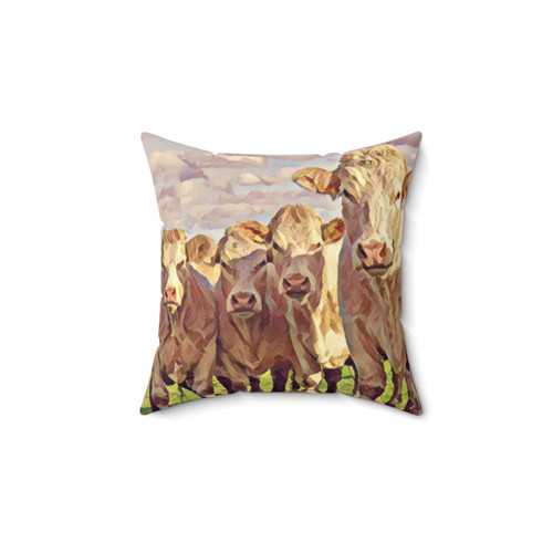 Charolais Cattle Ranch Pillow - Farmhouse Home Decor