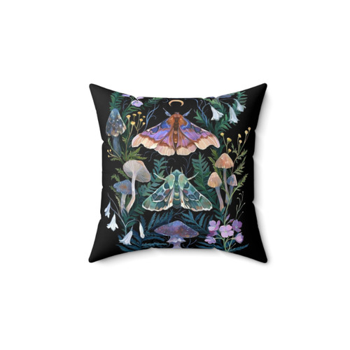 Sphinx Moth Mushroom Decorative Pillow
