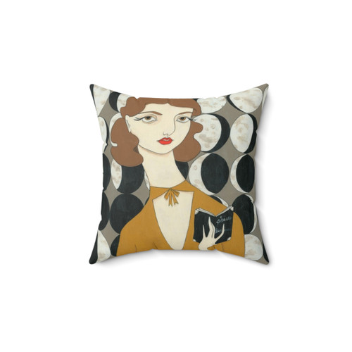 Vintage Moon Phases Woman Pillow