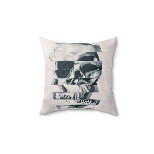 Glitch Skull Mono Pillow - Graphic Skull Decor
