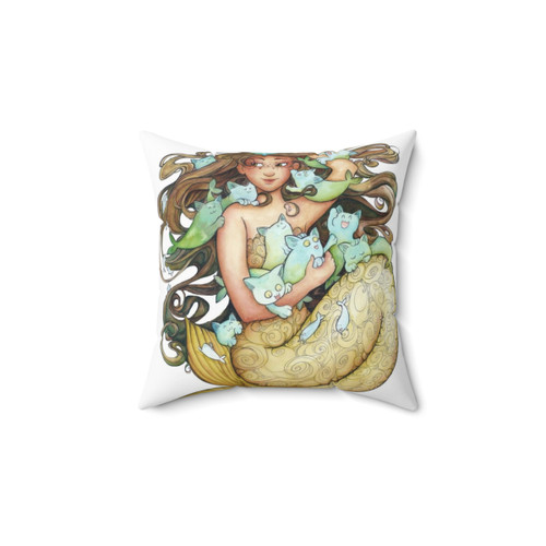 Mer Kittens Pillow - Whimsical Mermaid Cat Kitten Decor