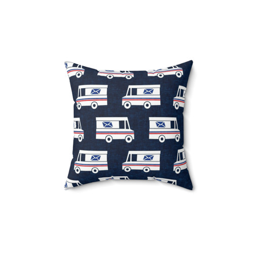 Mail Truck Blue Pillow