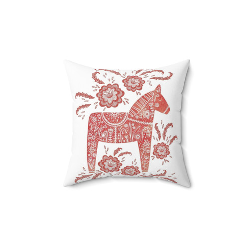 Swedish Dala Horse Folk Art Decorative Pillow
