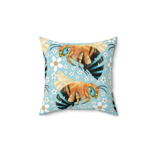 Blue Banded Bee Decorative Pillow