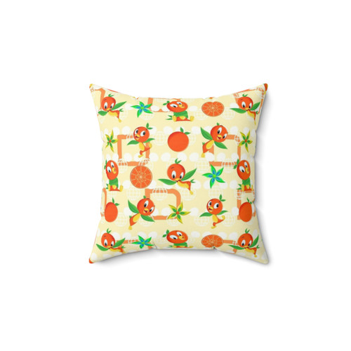 Retro Orange Bird Themed Decorative Pillow