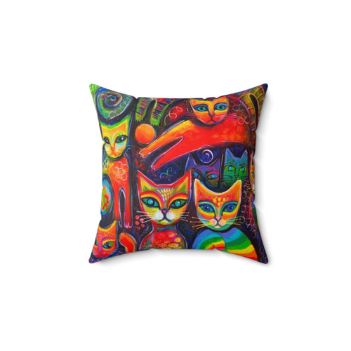 Colorful and whimsical rainbow cats pillow