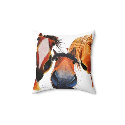 Happy Horse Print Decorative Pillow