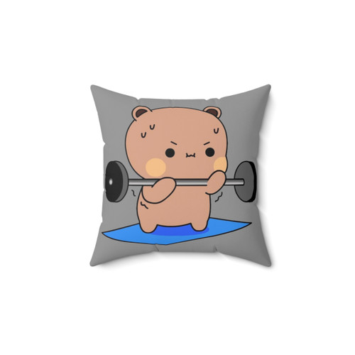 Weight Lifting Pillow with Dudu Brownie Bear Cartoon Design