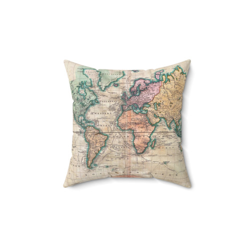 Vintage World Map 1801 Pillow