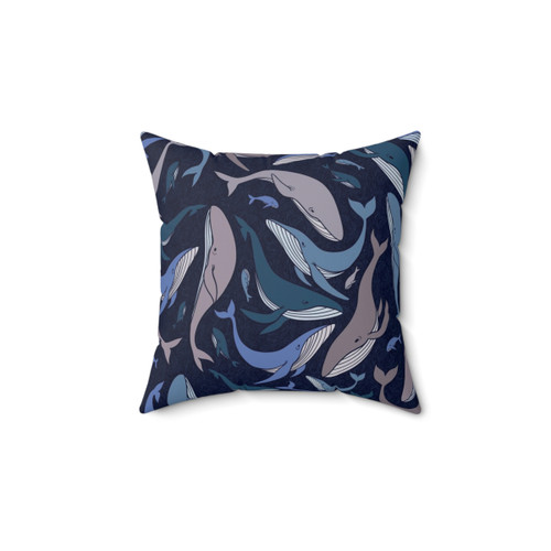 Decorative school of whales pattern pillow