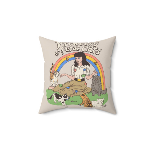 Feral Cat Princess Throw Pillow