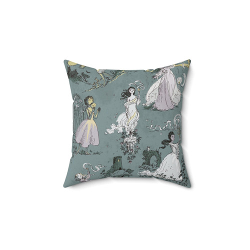 Spooky Gothic Fleeing Ghosts Decorative Pillow