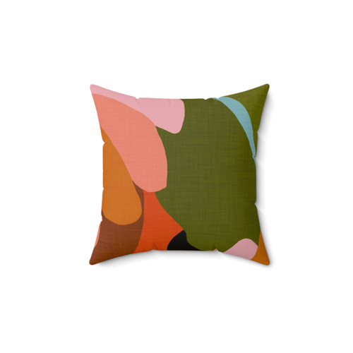 Floral Decorative Pillow with Tropical Leaves and Petals