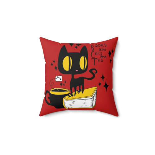 Kawaii Books and Cats Throw Pillow