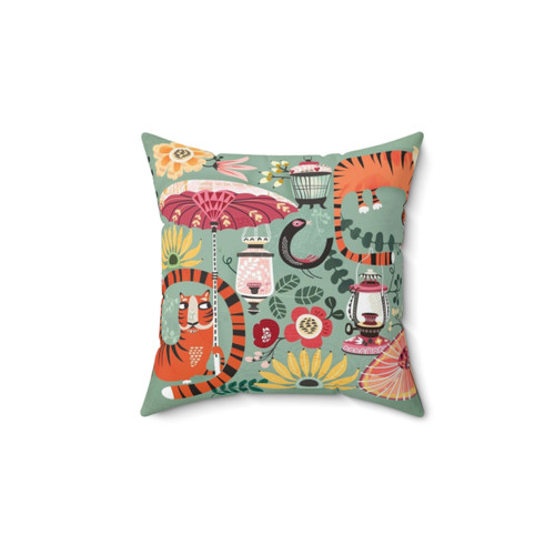 Tropical Tiger Garden Decorative Throw Pillow