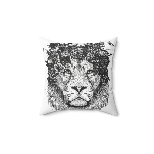 Floral Lion Decorative Throw Pillow