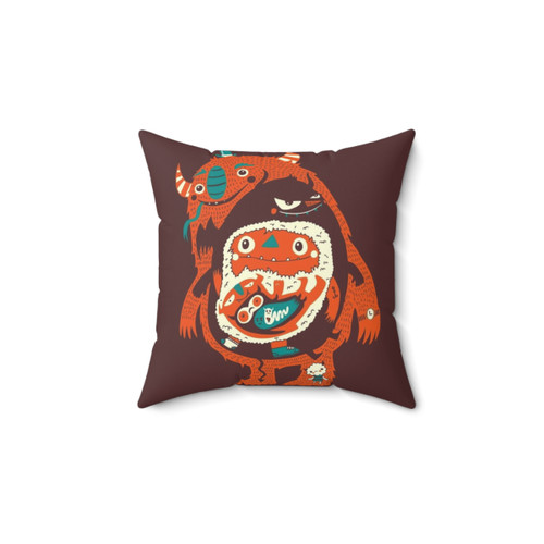 Cute monster eating pillow