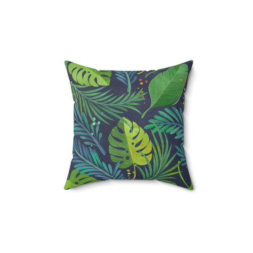 Tropical Rainforest Pillow with Palm Trees and Botanical Patterns