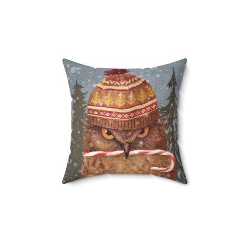 Whimsical Christmas Owl Pillow