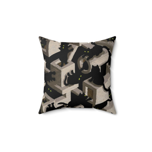 Optical Illusion Black Cat Tree Pillow