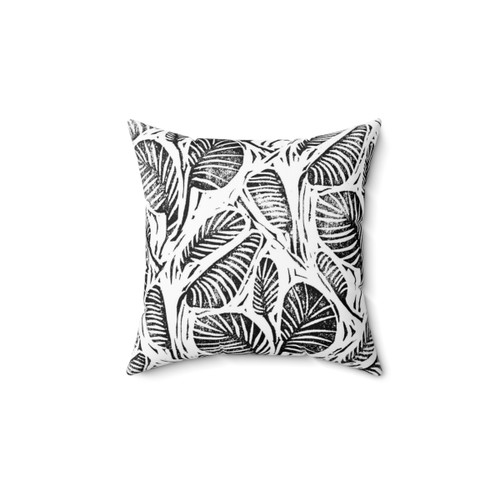 Tropical Leaves Pillow - Handmade Lino Cut Print