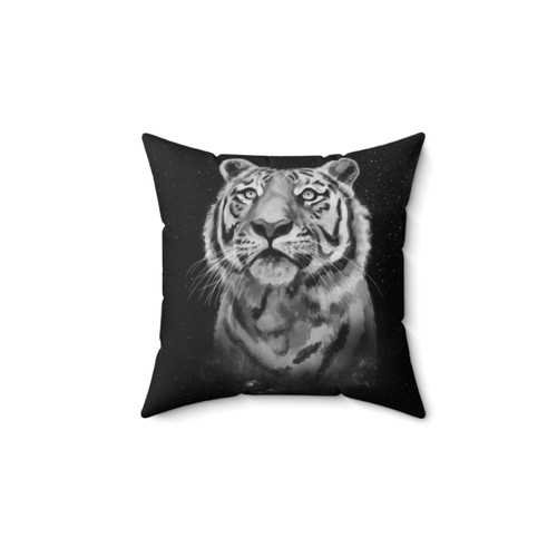 Star Watcher Decorative Pillow featuring a tiger in a space-themed design
