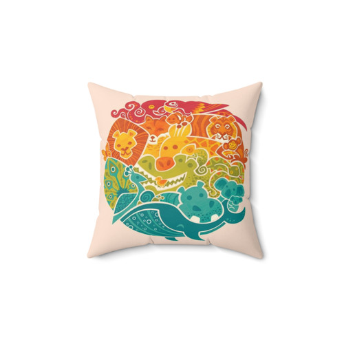 Animal Rainbow Cream Decorative Pillow