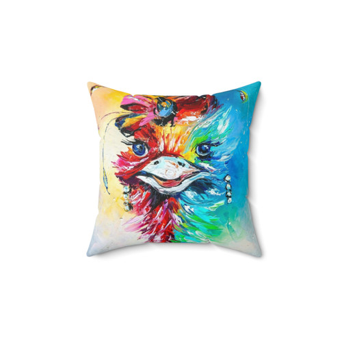 Colorful Ostrich Print Decorative Pillow