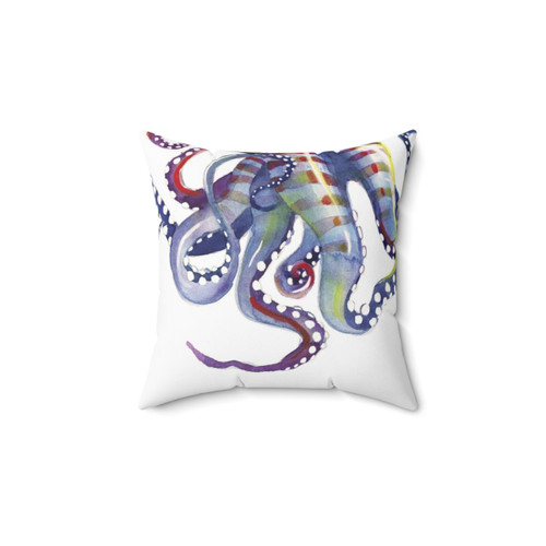 Colorful watercolor sea monster octopus throw pillow