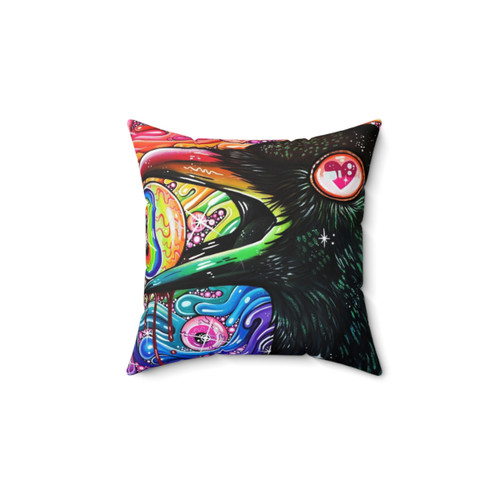Vibrant Glitter Crow Decorative Pillow