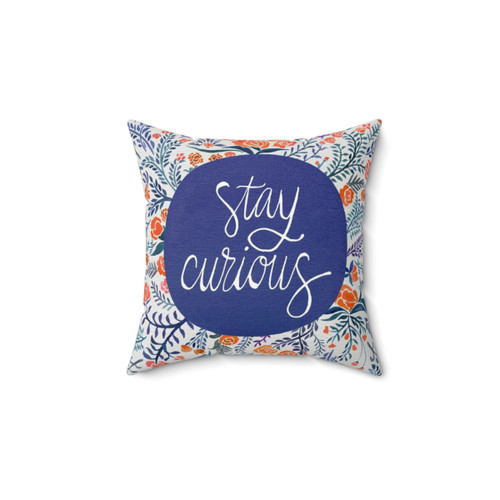 Navy and Coral Floral Decorative Pillow