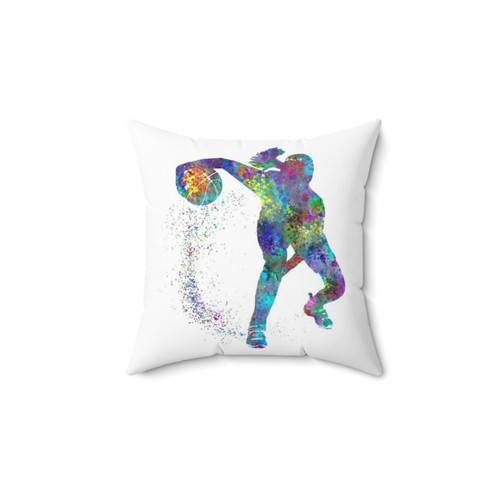 Basketball Girl Watercolor Throw Pillow