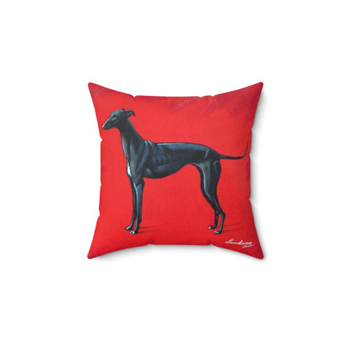 Soft black greyhound pillow for dog lovers