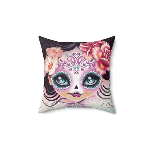 Sugar Skull Pillow with Bohemian Calavera Design